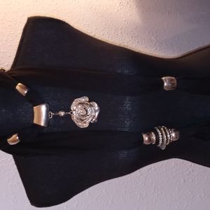 Scarf with silver ornaments